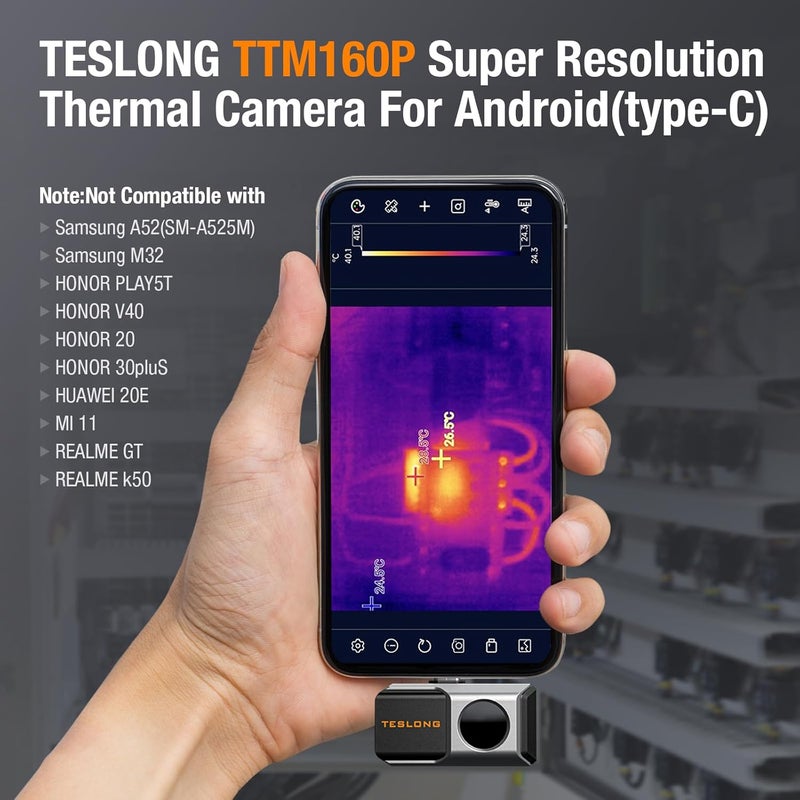 Teslong 160x120 Thermal Camera for Android - Thermal Imaging Camera,50mK Heat Sensitivity, 5℉ to 1112℉ Testing Range, 6 Color Palettes, Works for Smartphones and Tablets & PC(Not for iOS) - Image 5